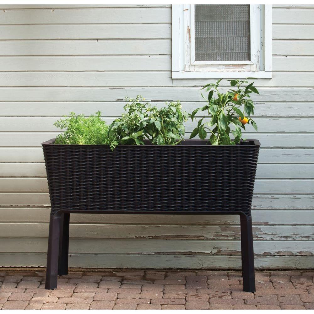 Keter Easy Grow 44 9 In W X 29 8 In H Brown Raised Garden Bed