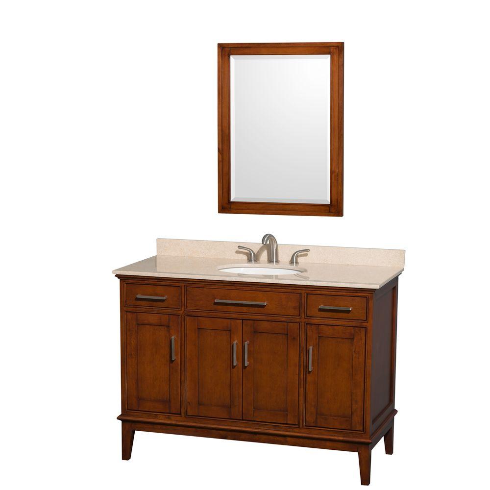Wyndham Collection Hatton 48 in. Vanity in Light Chestnut with Marble