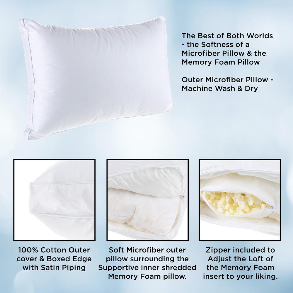 Lavish Home Memory Foam Standard Pillow Set Of 2 Hw9018116 The