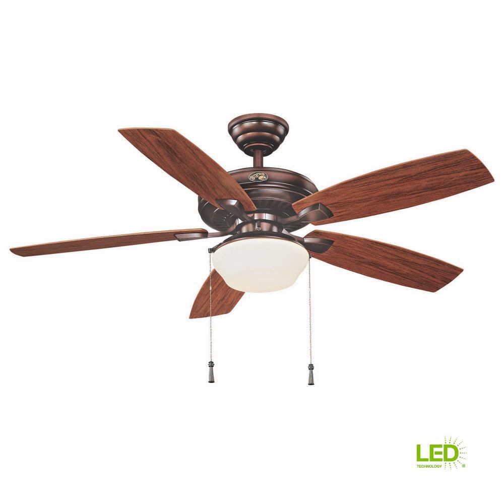 Hampton Bay Gazebo 52 In Led Indoor Outdoor Natural Iron Ceiling Led Indoor Outdoor Weathered Bronze Ceiling Fan With Light Kit