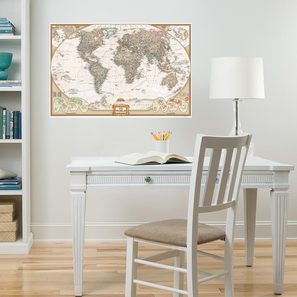 Wallpops Neutral National Geographic World Dry Erase Map Decal Wpe0668 The Home Depot - Wallpops World Map Wallpops Neutral National Geographic World Dry Erase Map Decal Wpe0668 The Home Depot - Wallpops World Map