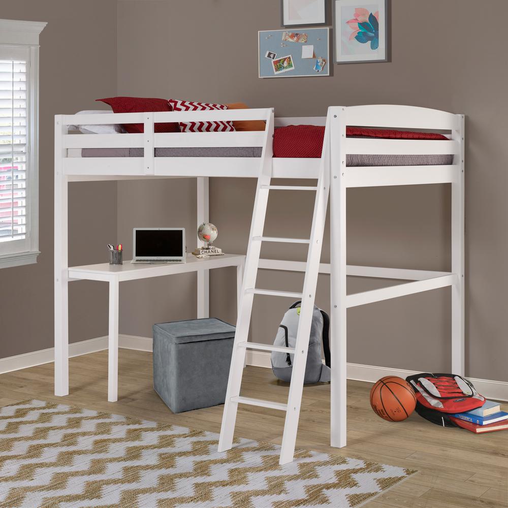 Camaflexi Concord White Full Size High Loft Bed With Desk T1403df