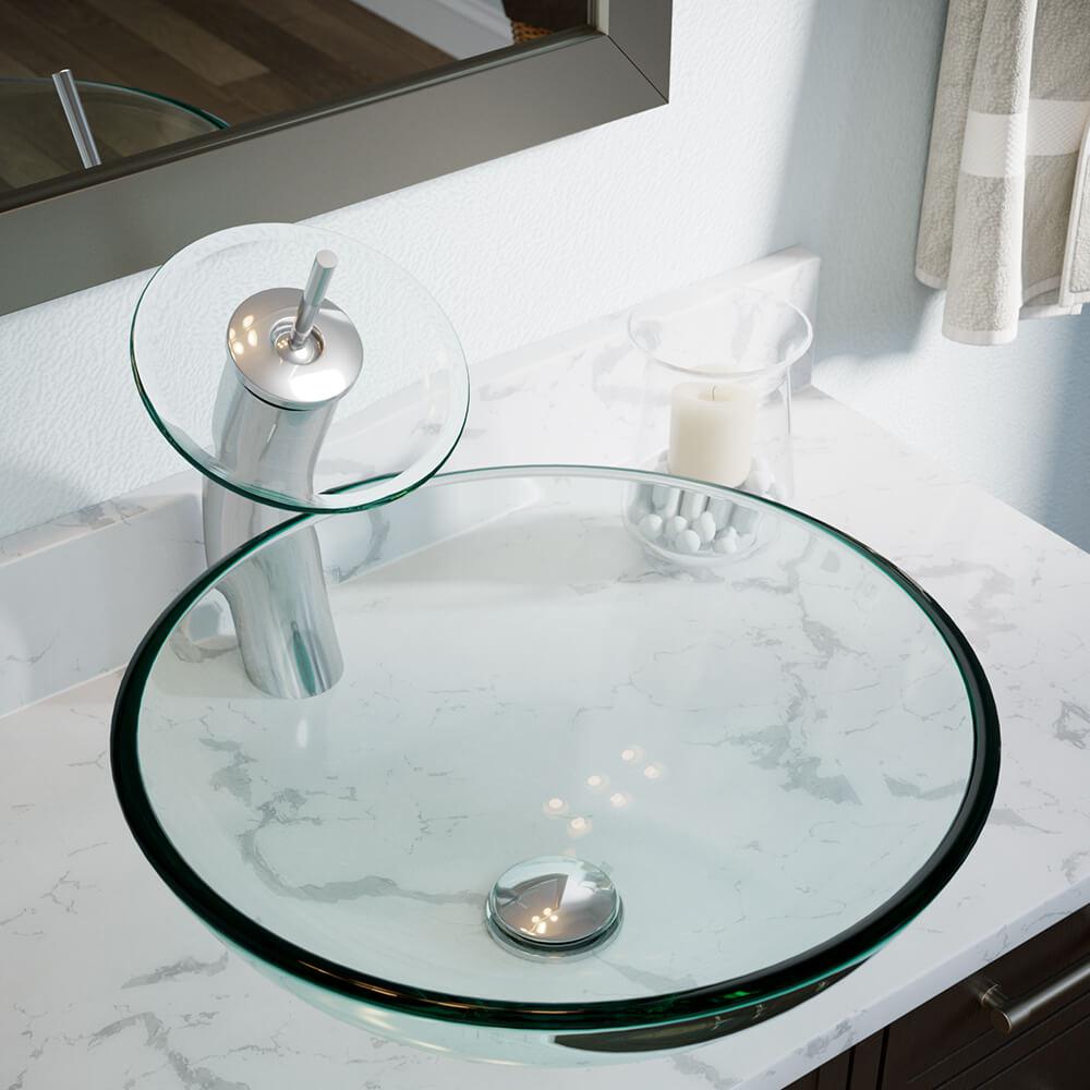 Mr Direct Glass Vessel Sink In Crystal