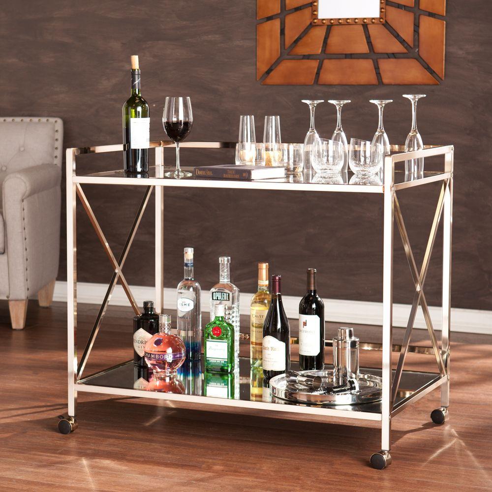 Southern Enterprises Olivia Bar Cart In Metallic Gold Hd866031 The Southern Enterprises Olivia Bar Cart In Metallic Gold