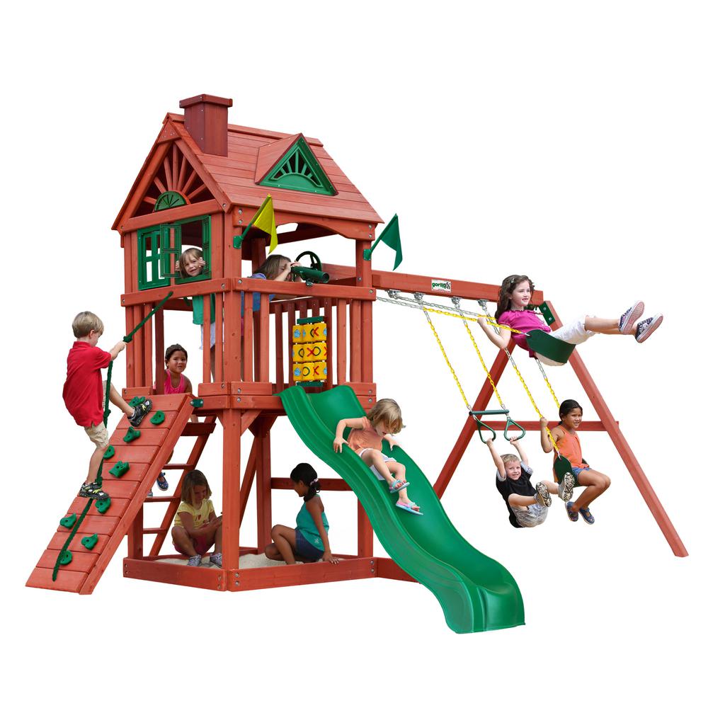Gorilla Playsets Outing III Deluxe Cedar Swing Set010060 The Home Depot