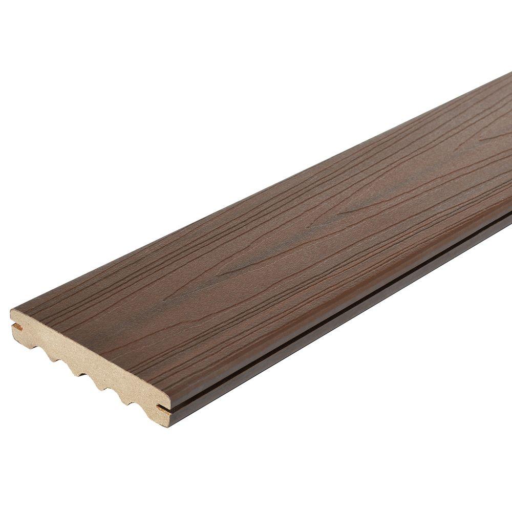 Fiberon Armorguard 15 16 In X 5 1 4 In X 12 Ft Brazilian Walnut Grooved Edge Capped Composite Decking Board Brdvcg Bw 12 The Home Depot
