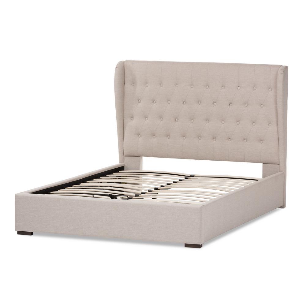 Baxton Studio Penelope Beige Fabric Upholstered Queen Platform Bed Penelope Beige Fabric Upholstered Queen Platform Bed
