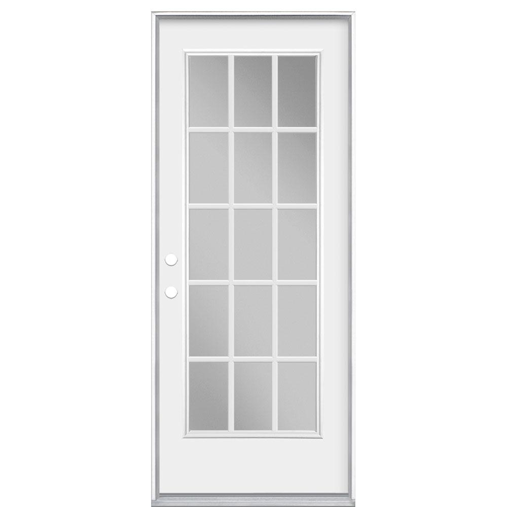 Masonite 32 in. x 80 in. Premium 15 Lite Primed Steel Prehung Front
