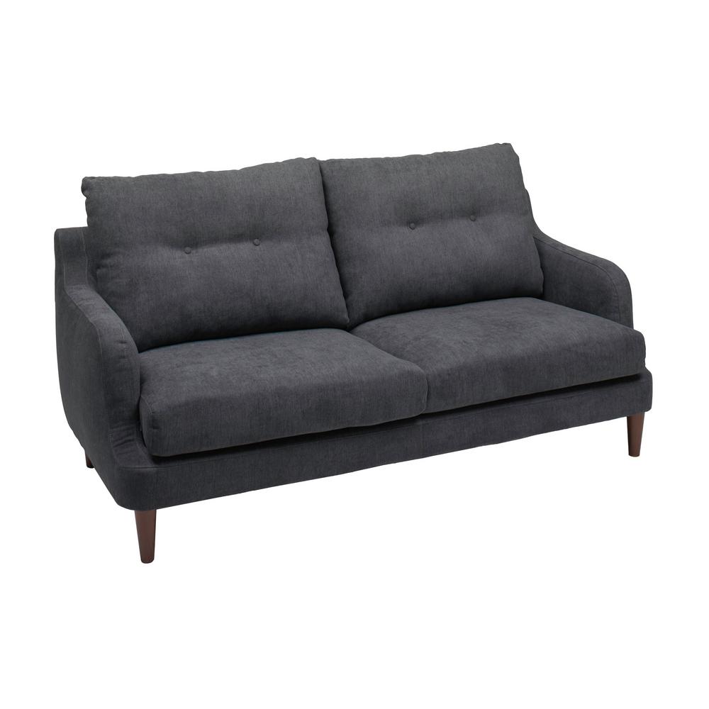 Corliving Victoria Navy Blue Fabric Sofa With Sloped Armrests Lzy