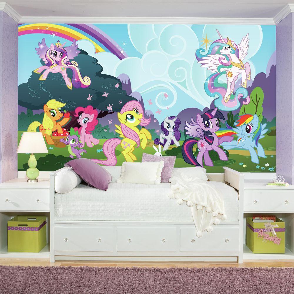 72 In X 126 In My Little Pony Ponyville Xl Chair Rail Prepasted Wall Mural 7 Panel