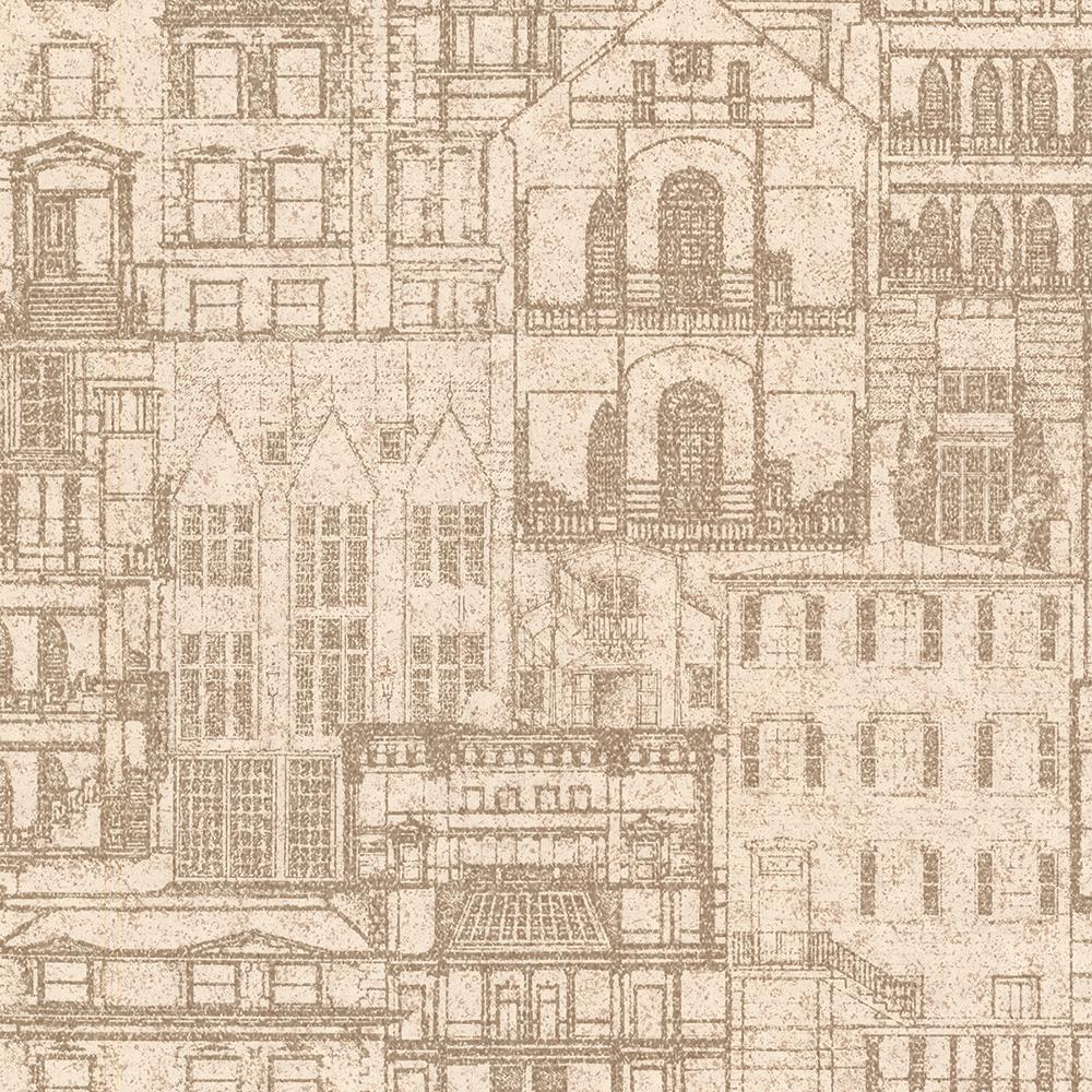 Beacon House 56 4 Sq Ft Facade Sand Vintage Blueprint Wallpaper 2604 21255 The Home Depot