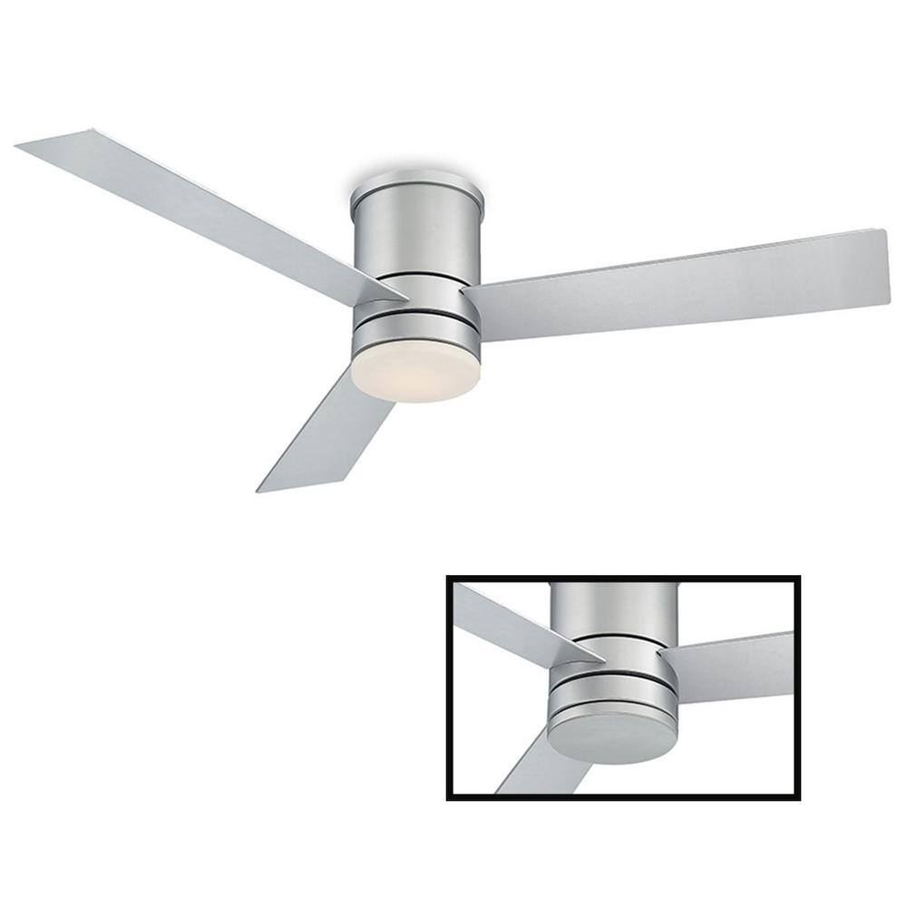 Modern Forms Axis 52 In Led Indoor Outdoor Titanium Silver 3 Blade Smart Flush Mount Ceiling Fan W 3000k Light Kit And Wall Control