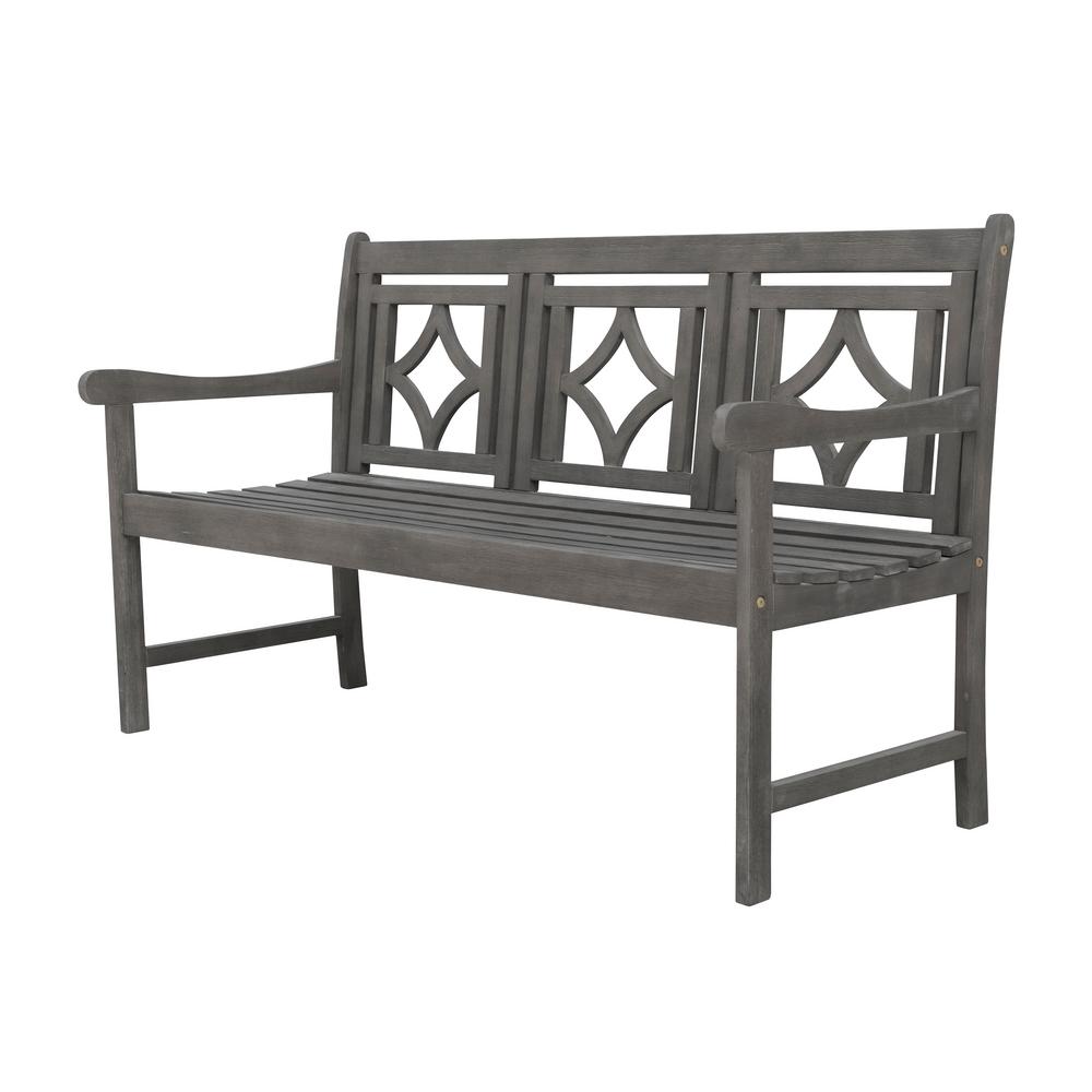 Vifah Renaissance 3 Person Wood Outdoor Bench V1828 The Home Depot