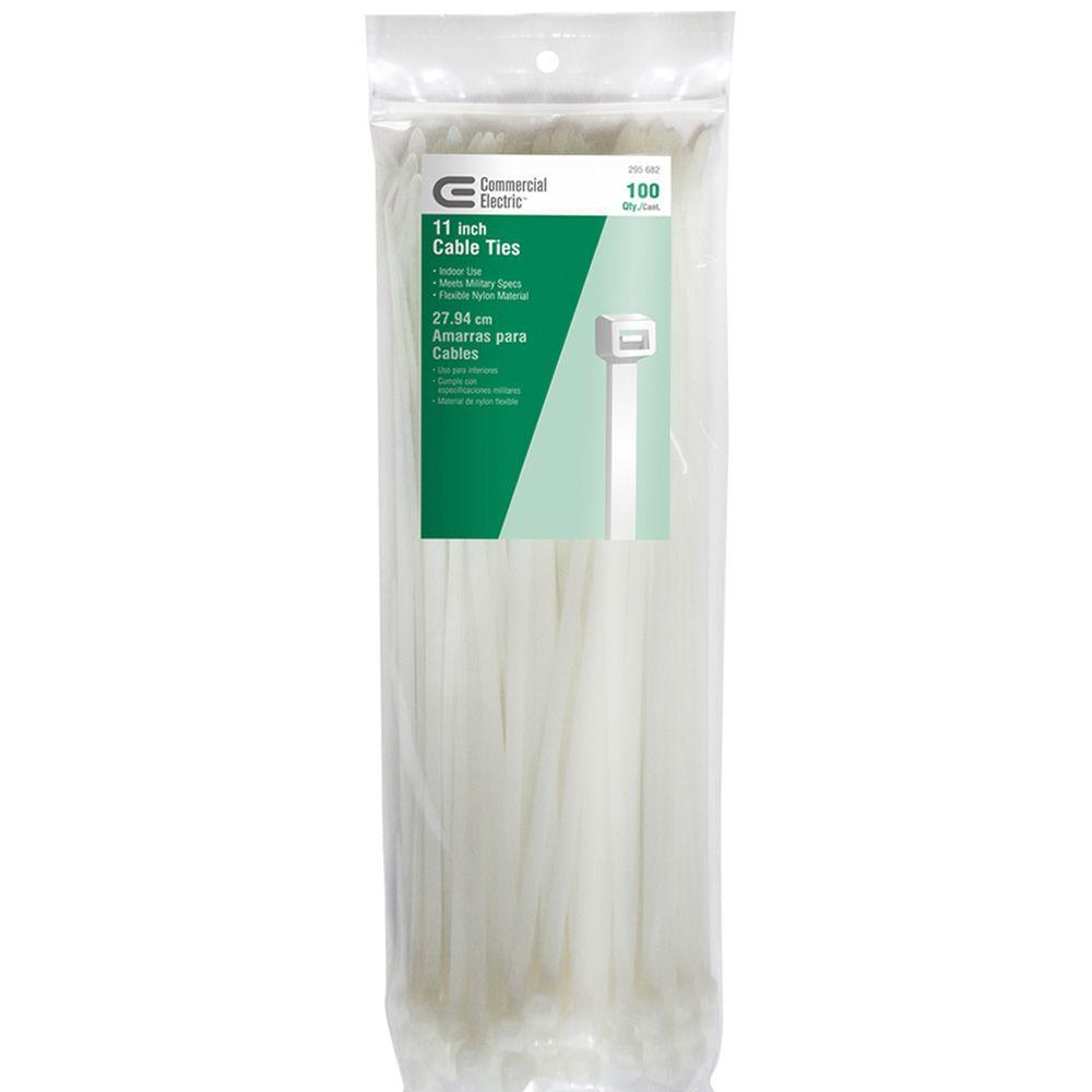 Commercial Electric 11 in. Cable Tie Natural (100Pack)GT280STC