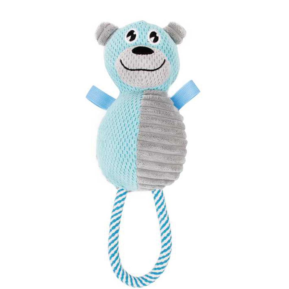 blue squeaky dog toy