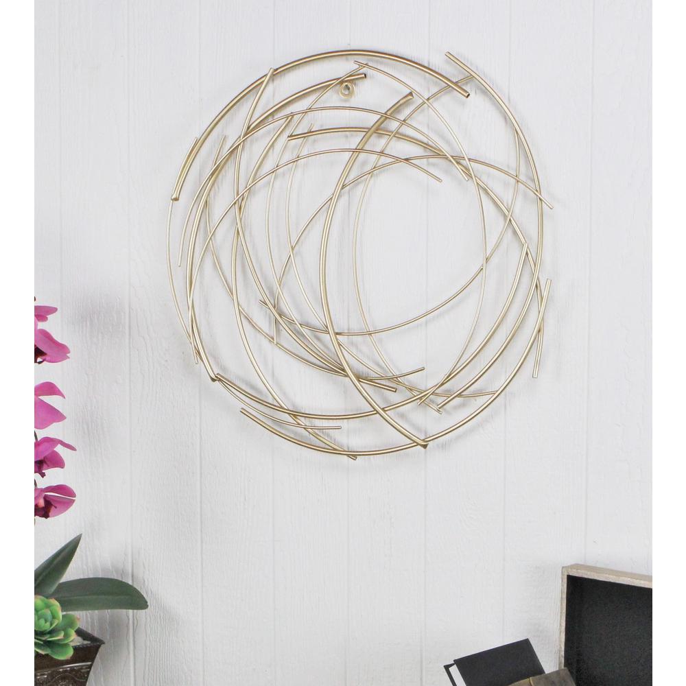 Cheungs Gold Abstract Round Wall Art 5052 The Home Depot