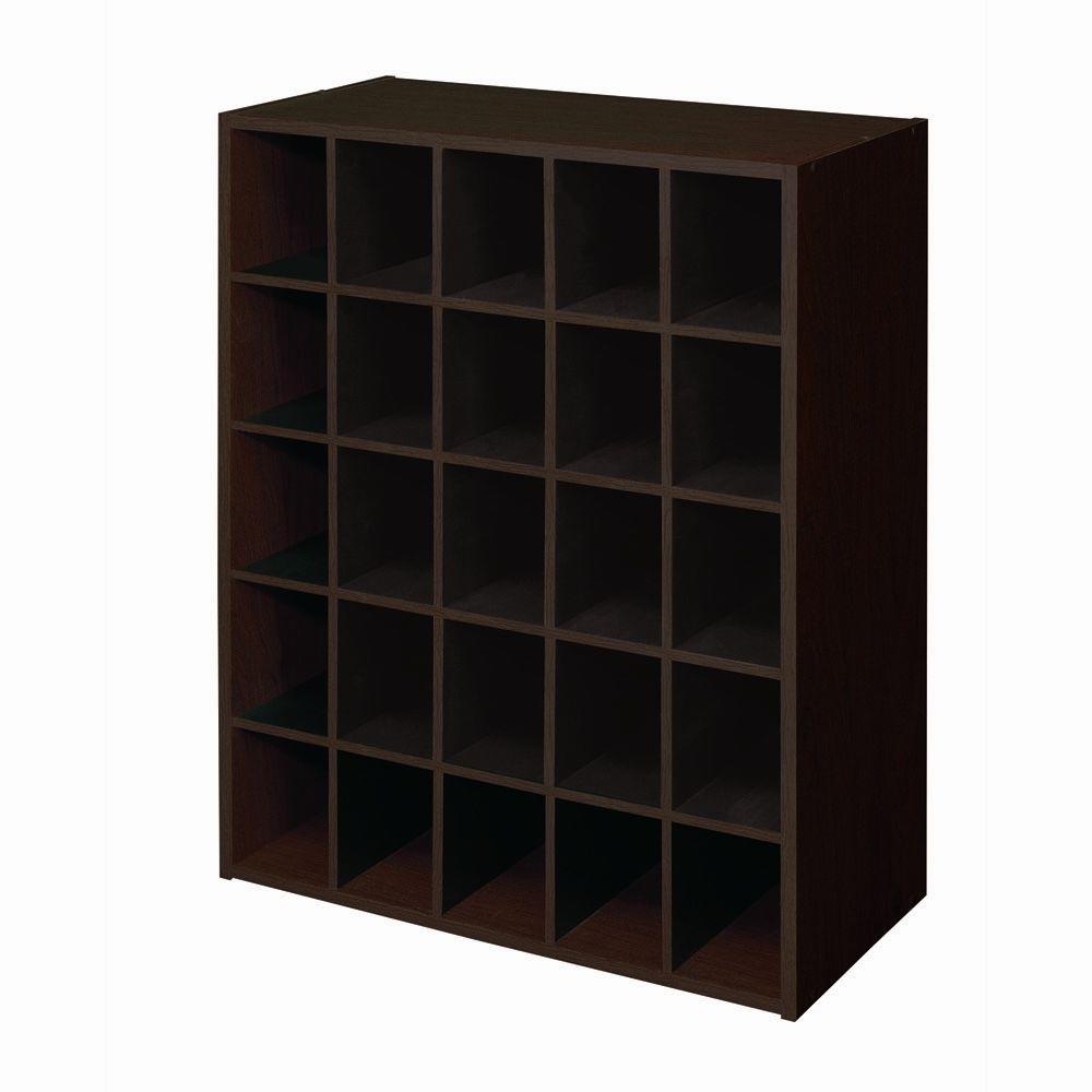 Closetmaid 32 In H X 24 In W X 12 In D Espresso Wood Look 25 Cube Storage Organizer 78981 The Home Depot