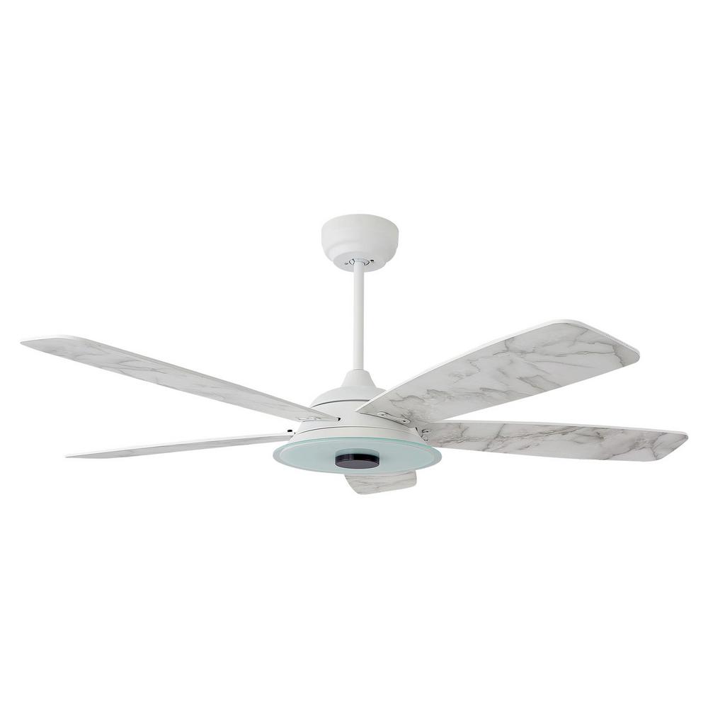 CARRO Striker 52 in. Indoor/Outdoor White Smart Ceiling Fan, Dimmable LED Light and Remote