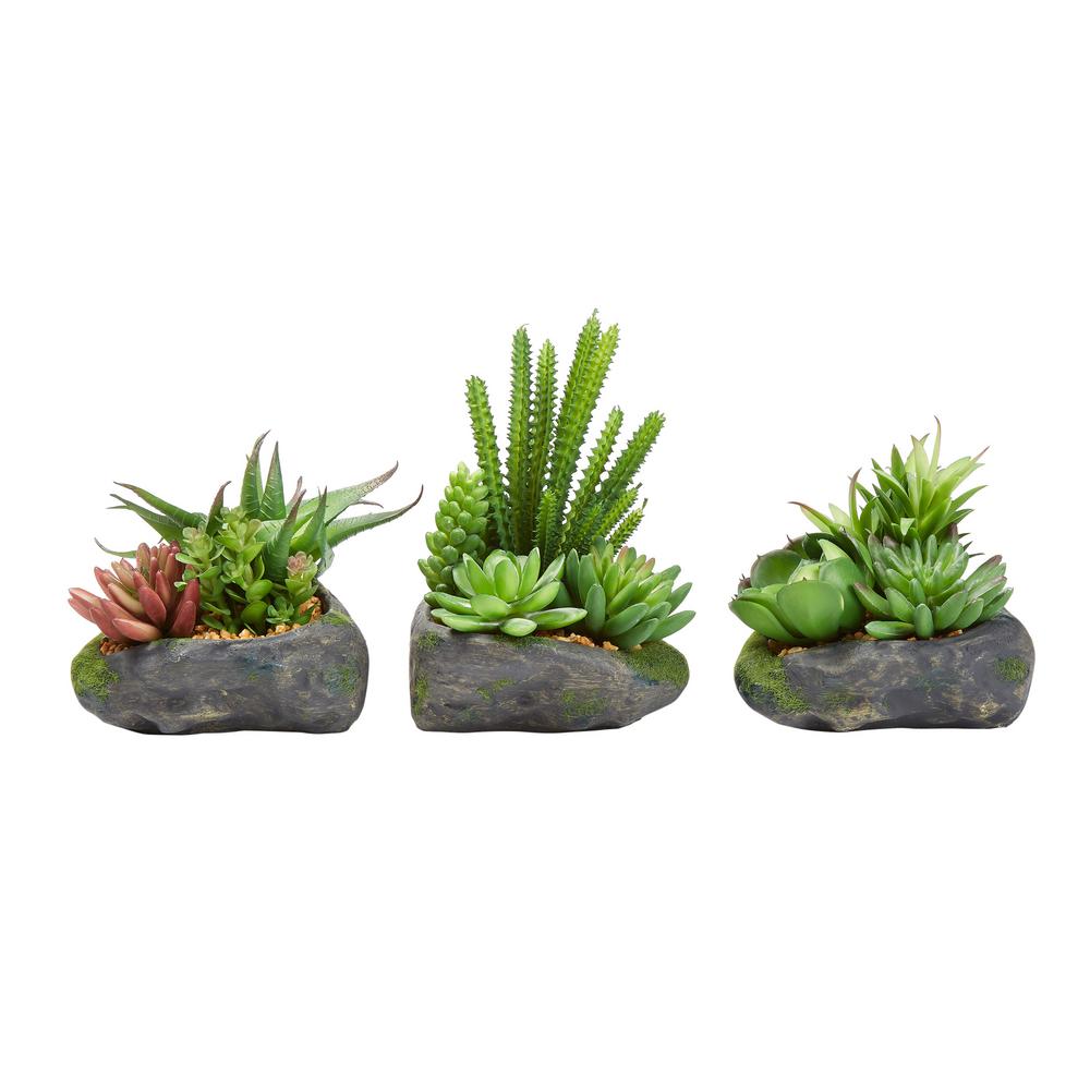 Pure Garden Artificial Succulent Plant Arrangements In Assorted Sizes Set Of 3 Hw1500157 The Home Depot