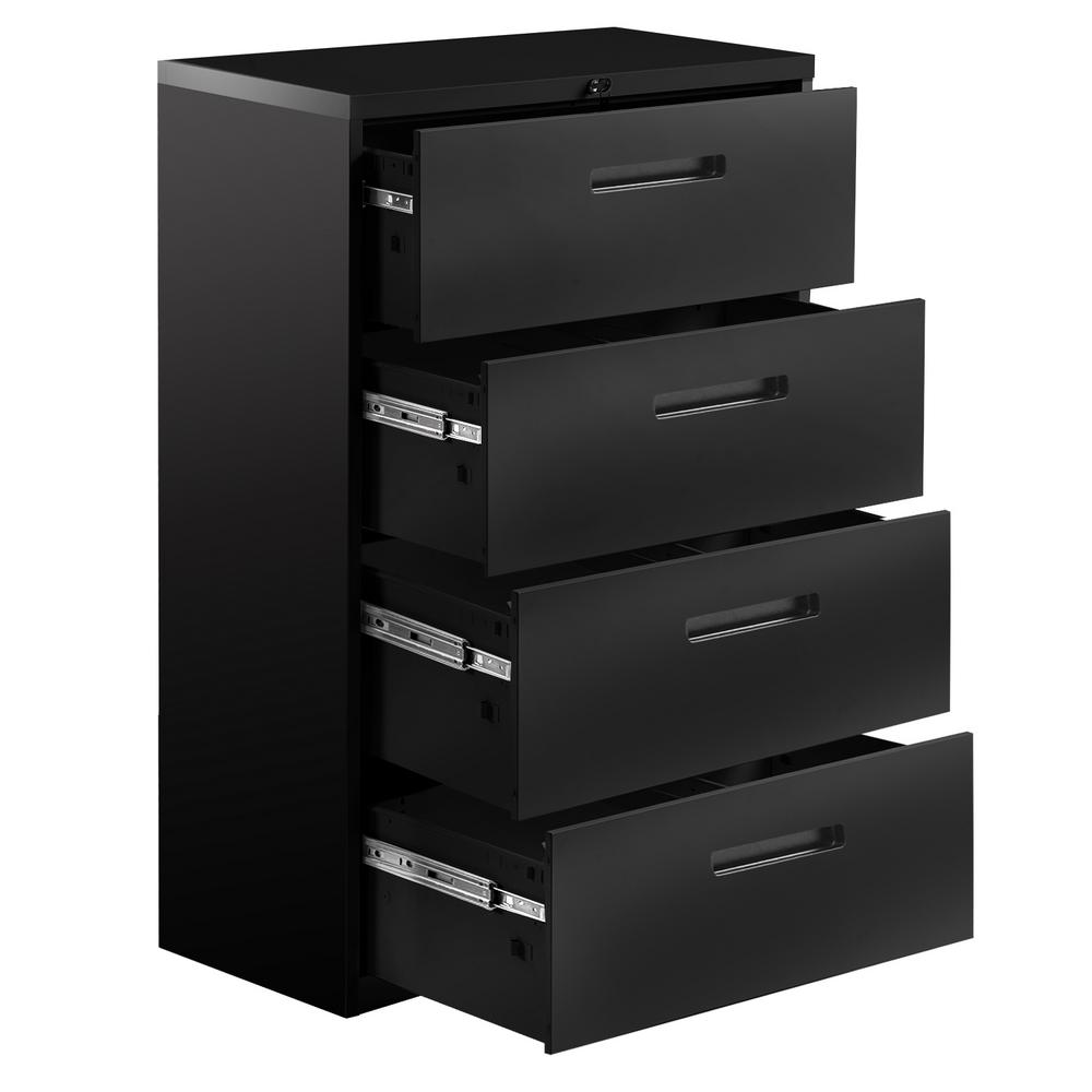 Merax Black Large Lateral Metel File Cabinet With Lock Sr000001aab The Home Depot