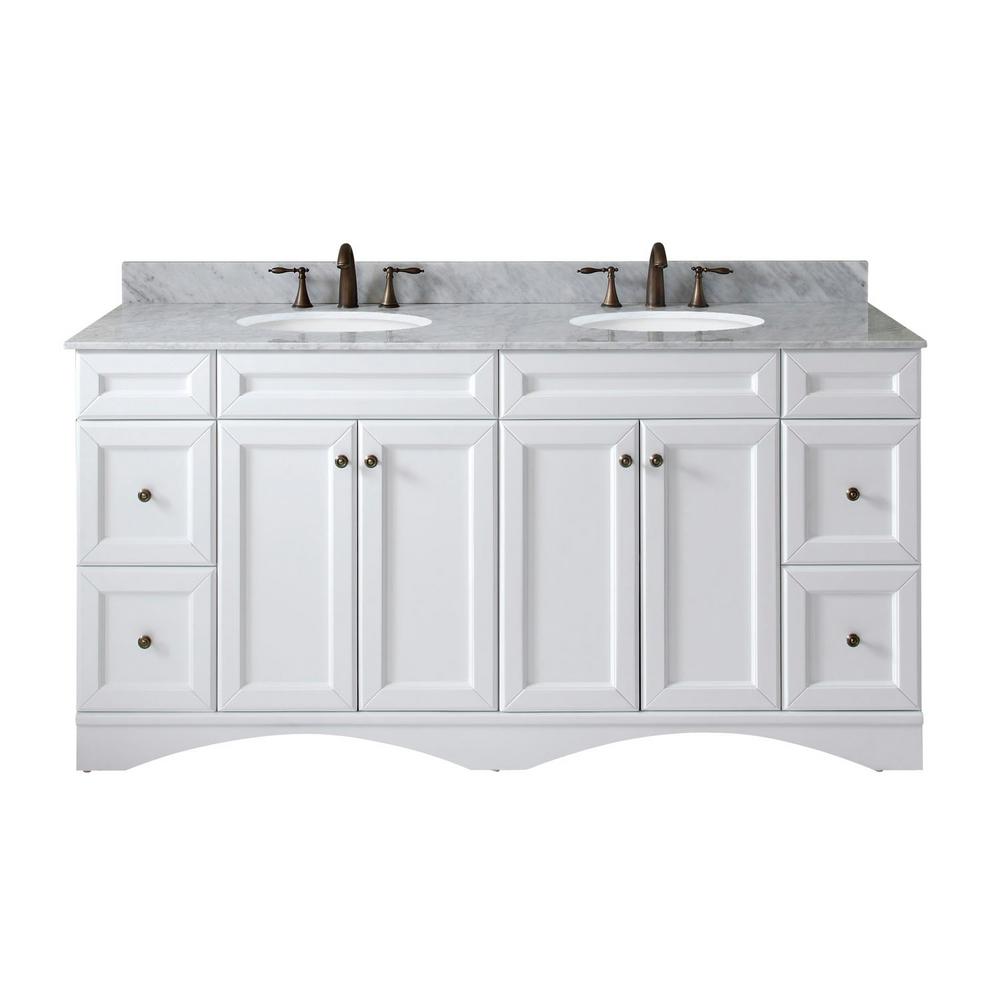 Virtu USA Talisa 72 in. W Bath Vanity in White with Marble Vanity Top