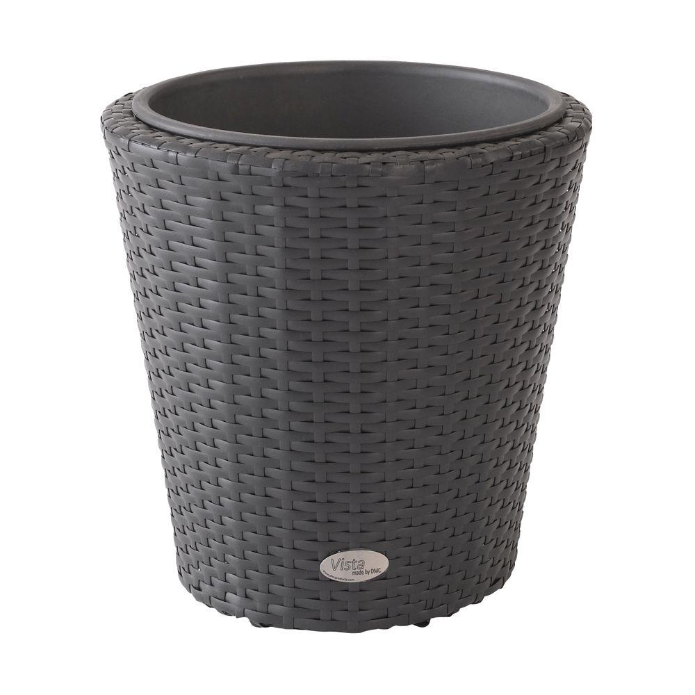Dmc Vista 24 In Round Resin Wicker Planter 78382 The Home Depot Round Resin Wicker Planter