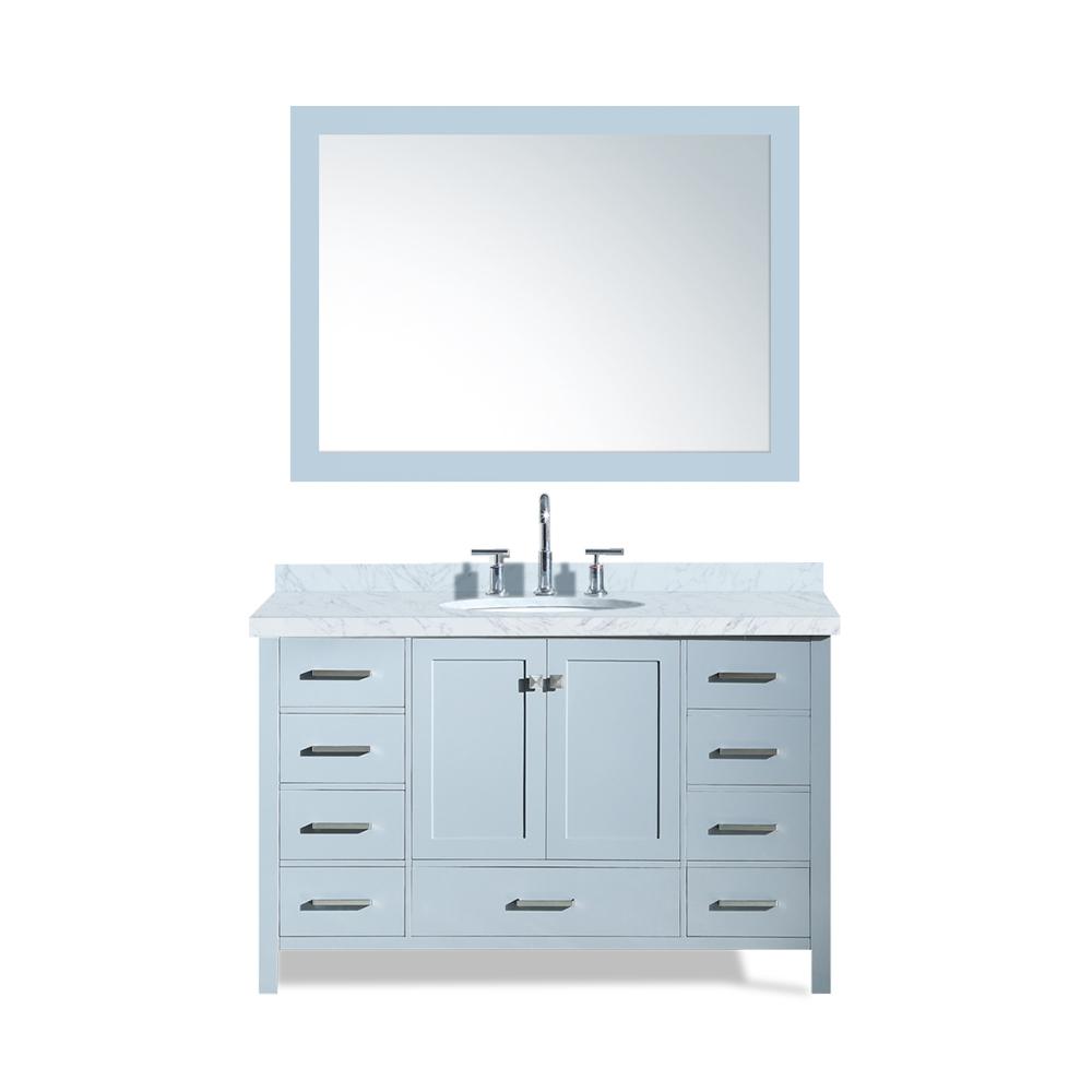 Virtu USA Zuri 55 in. W Double Basin Vanity in Gloss White with Poly ...