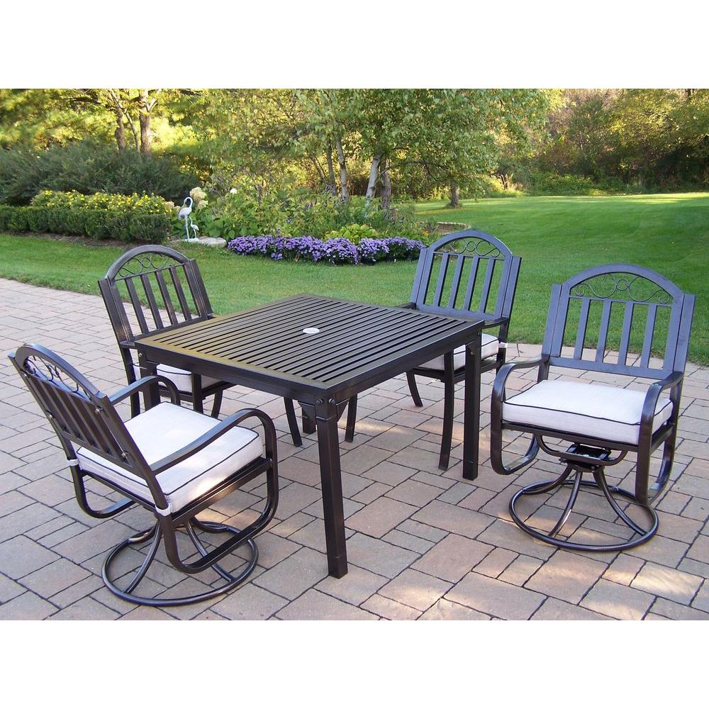 Oakland Living Rochester 5-Piece Swivel Patio Dining Set with Cushions ...