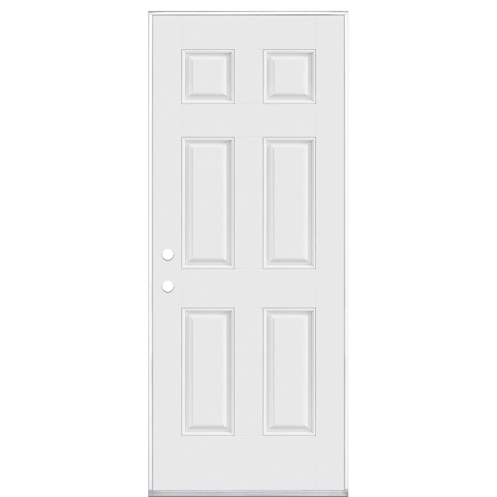 Masonite 32 in. x 80 in. 6-Panel Right-Hand Outswing Primed White ...