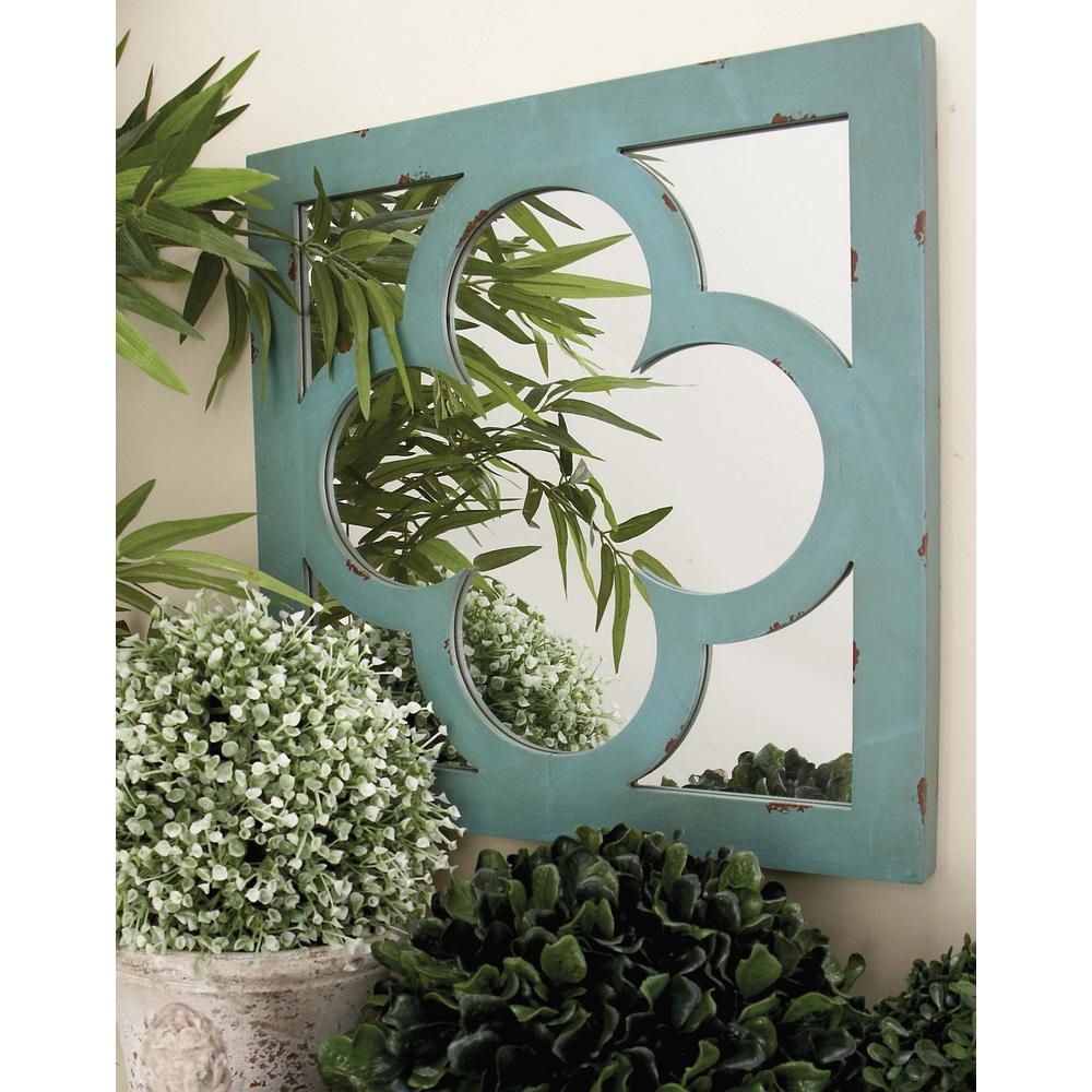 Litton Lane 4Piece Light Turquoise Square Framed Mirror Decor Set