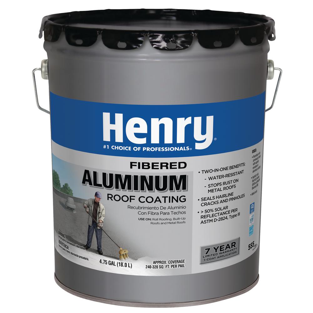 Henry 4 75 Gal Premium Fibered Aluminum Reflective Roof Coating He555019 The Home Depot