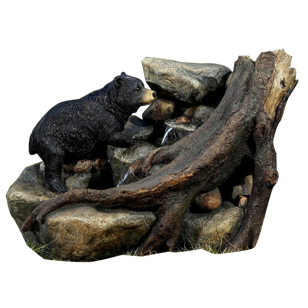 Alpine 14 in. Bear on Tree Trunk FountainWCT992 The Home Depot