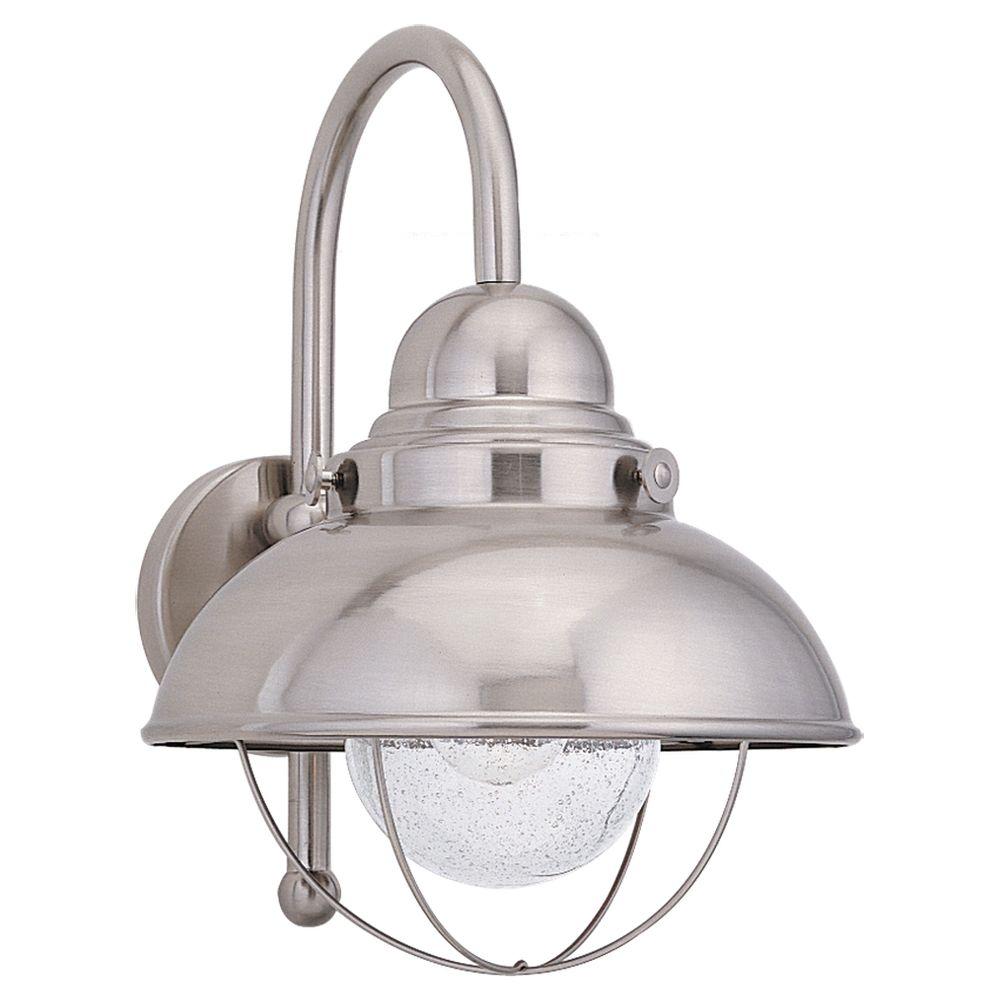 Sea Gull Lighting Sebring Large 1 Light Brushed Stainless Outdoor Sea Gull Lighting Sebring Large 1 Light Brushed Stainless Outdoor Wall Mount Lantern