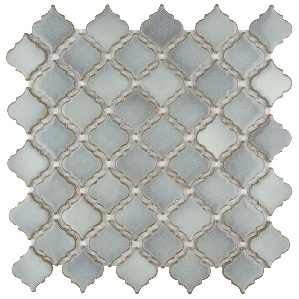 Arabesque Mosaic Tile The Home Depot Hudson Tangier Grey Eye 12 3 8 In X 1