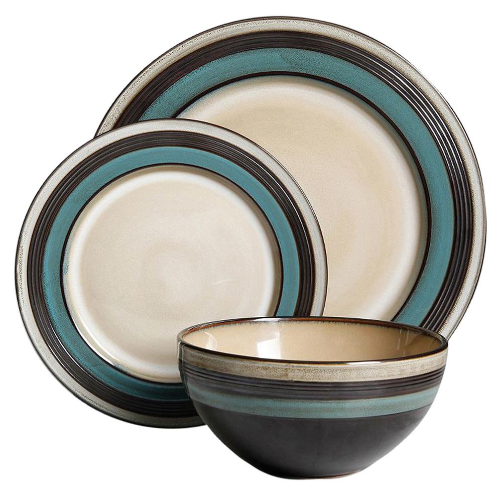 GIBSON elite Everston 12Piece Teal Dinnerware Set 98599921M The Home