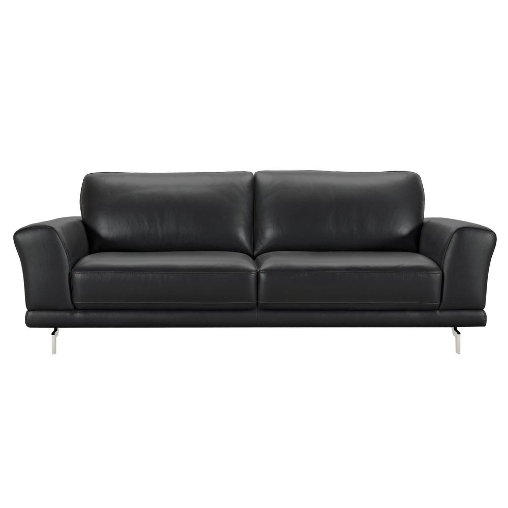 Armen Living Genuine Black Leather Contemporary