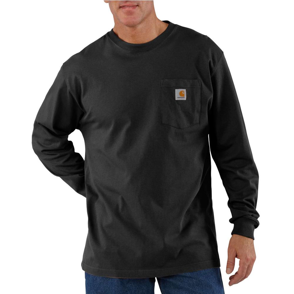 Carhartt Men S 5x Large Black Cotton Workwear Pocket Long Sleeve T
