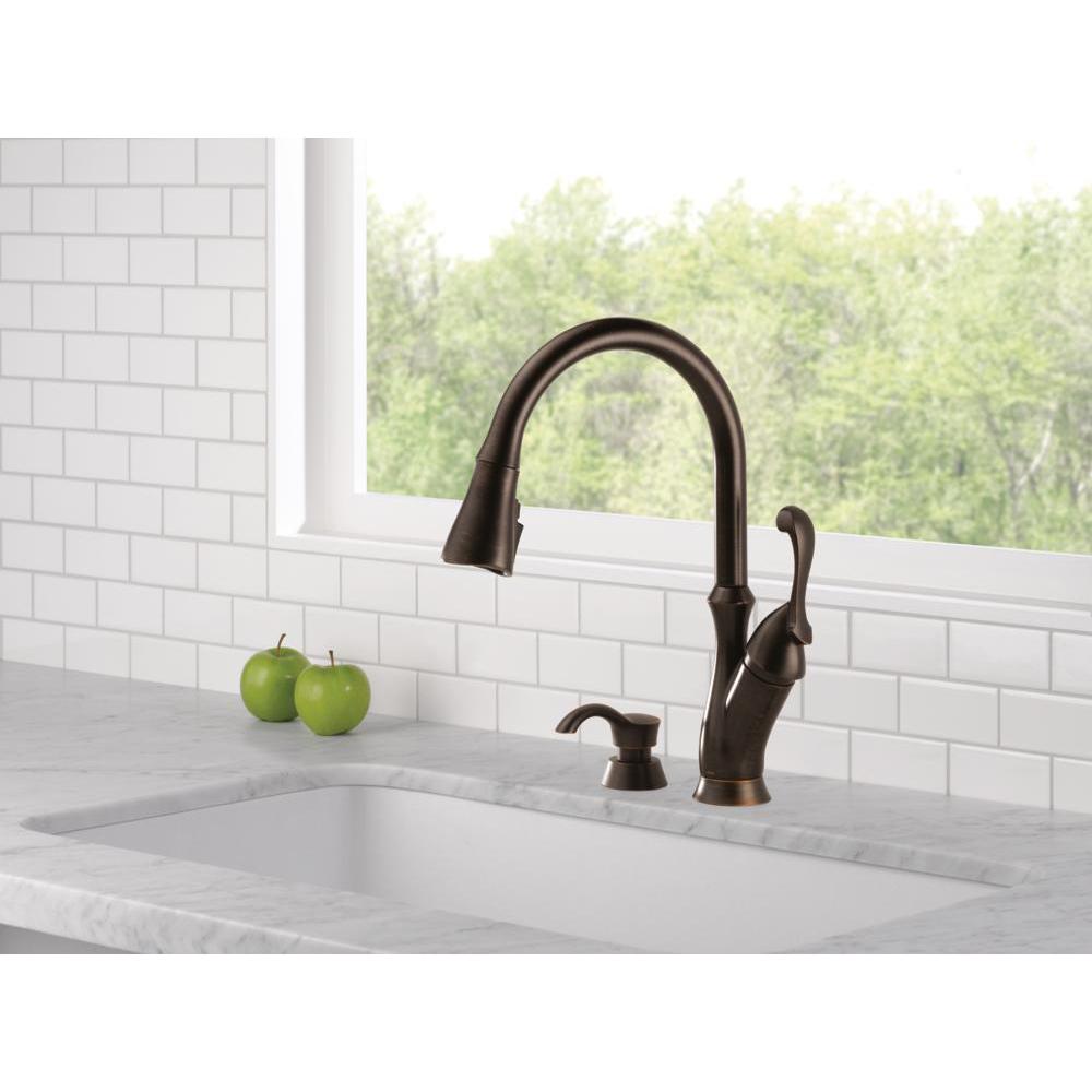 Delta Arabella Single Handle Pull Down Sprayer Kitchen Faucet With Shieldspray Technology In Venetian Bronze