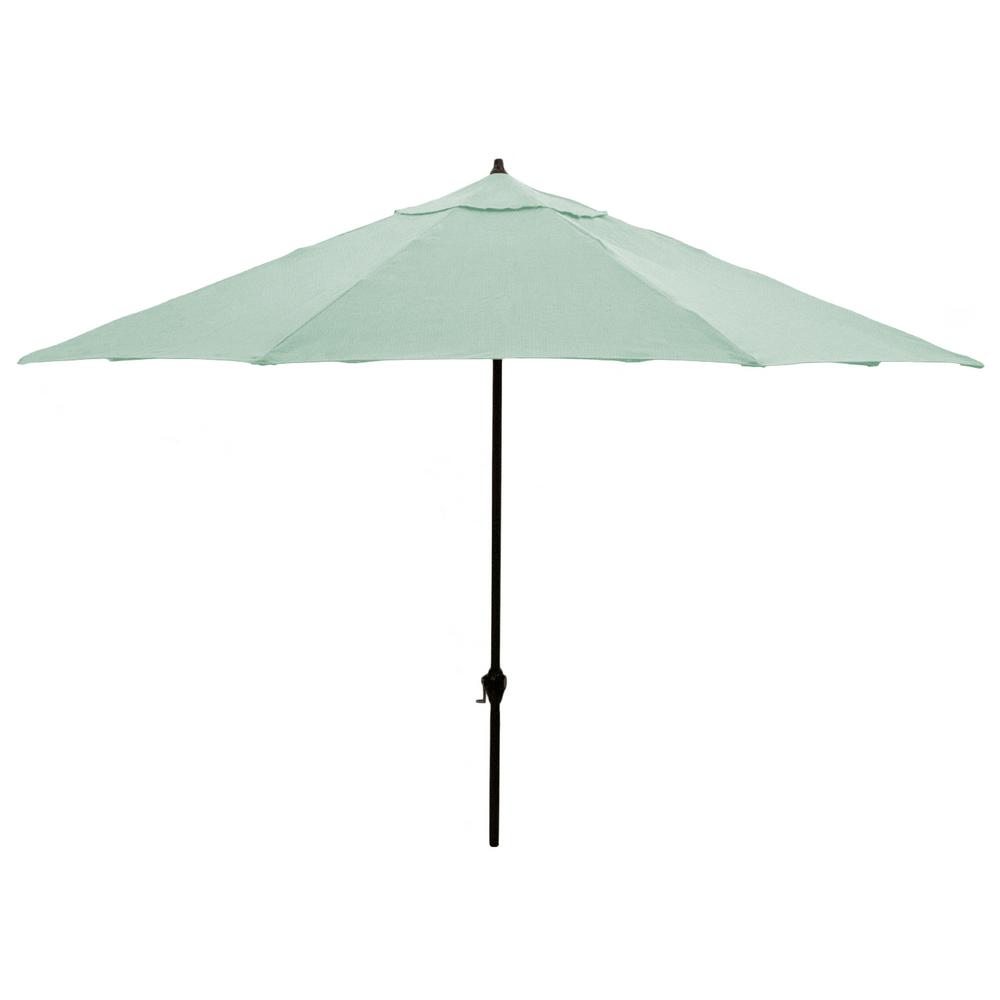 Plantation Patterns 11 Ft Aluminum Market Patio Umbrella In Sunbrella Canvas Spa 9111 01581700 The Home Depot