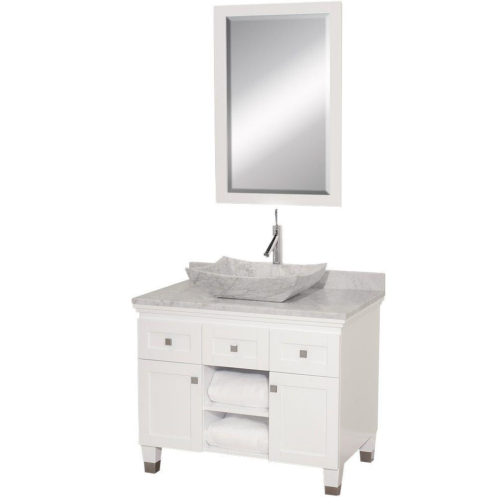 Wyndham Collection Premiere 36 in. Vanity in White with Marble Vanity