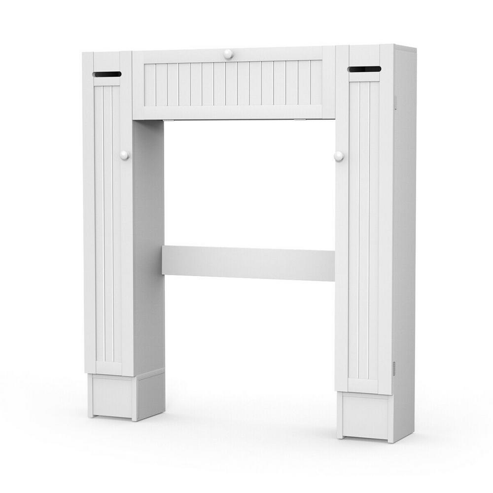 Costway 7 in. Wooden Over Toilet Storage Drop Door Space Saver