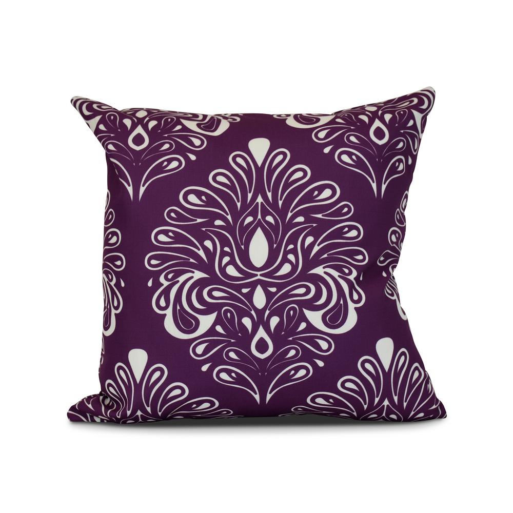 16 in. x 16 in. Zentangle Floral, Floral Print Pillow, Purple PFN735PU1816 The Home Depot