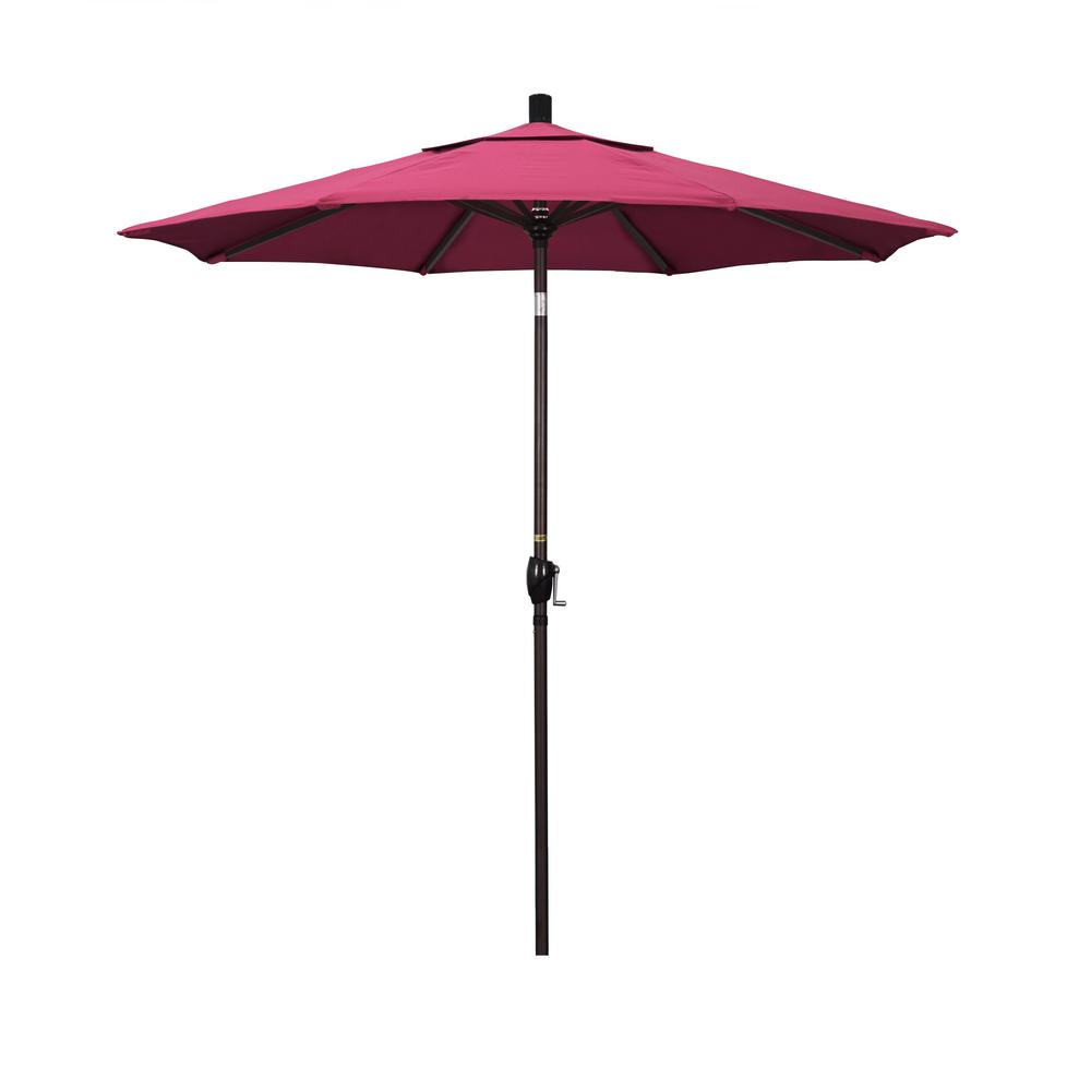 Sun Ray 9 Ft X 7 Ft Rectangular Solar Lighted Market Patio Umbrella In Scarlet 841025 The Home Depot