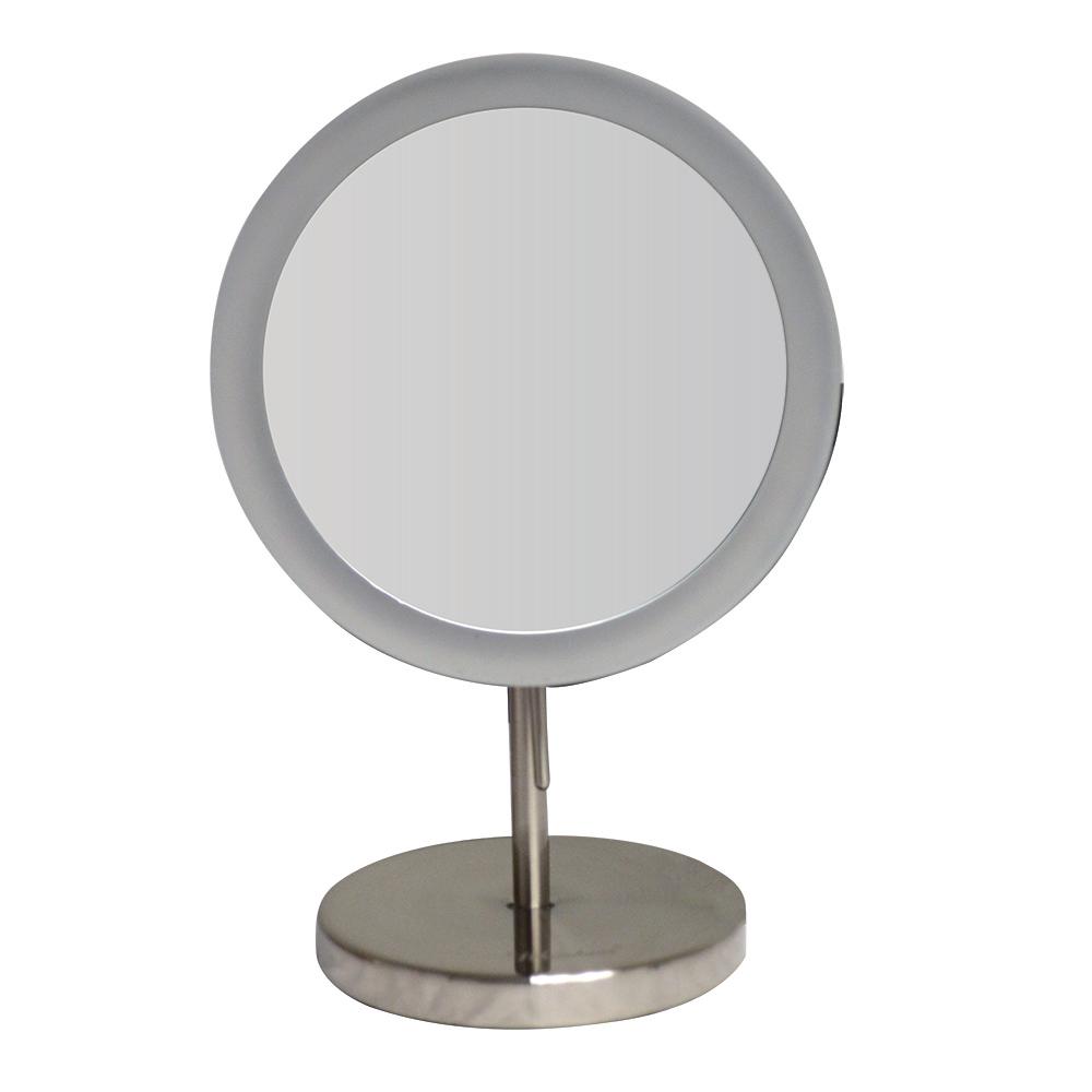 Whitehaus Collection Round 8 In X 12 1 2 Freestanding Framed Led Makeup Mirror Brushed Nickel With 5x Magnification Whitehaus Collection Round 8 In X 12 1 2 Freestanding Framed Led Makeup Mirror Brushed Nickel With 5x Magnification
