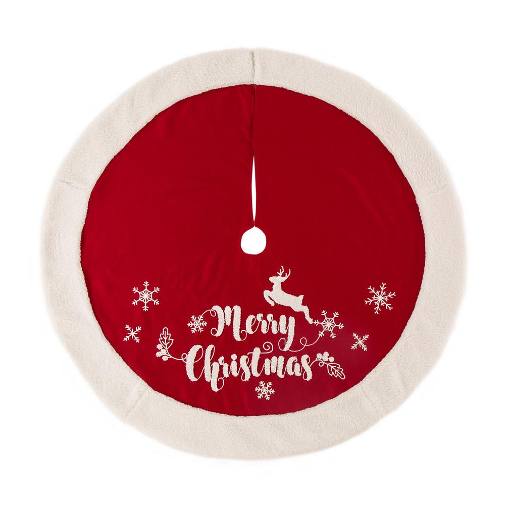 D Fabric Christmas Tree Skirt In Merry D Fabric Christmas Tree Skirt In Merry
