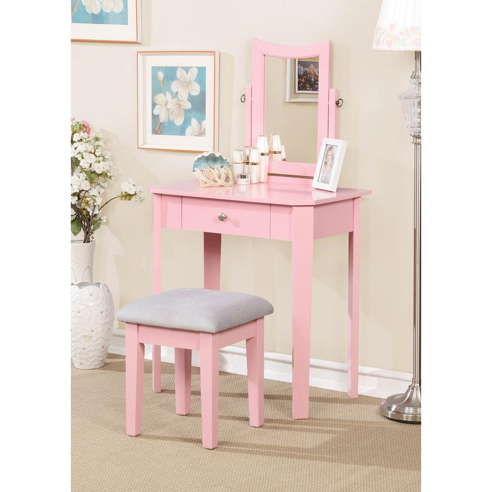 Furniture Of America Lucerne 2 Piece Pink Vanity Set Idf Dk6360pk