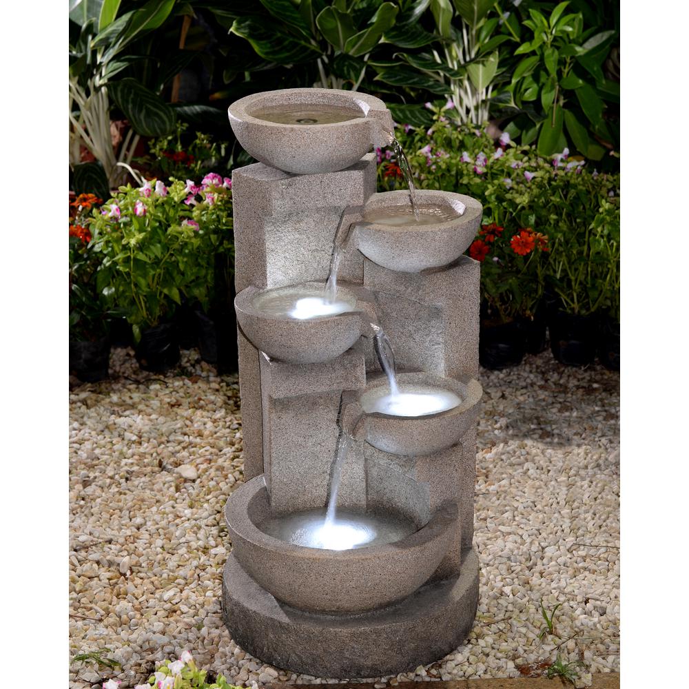 Jeco Multi Tier Bowls Water Fountain With LED Light FCL107 The Home Depot   Jeco Fountains Fcl107 64 1000 