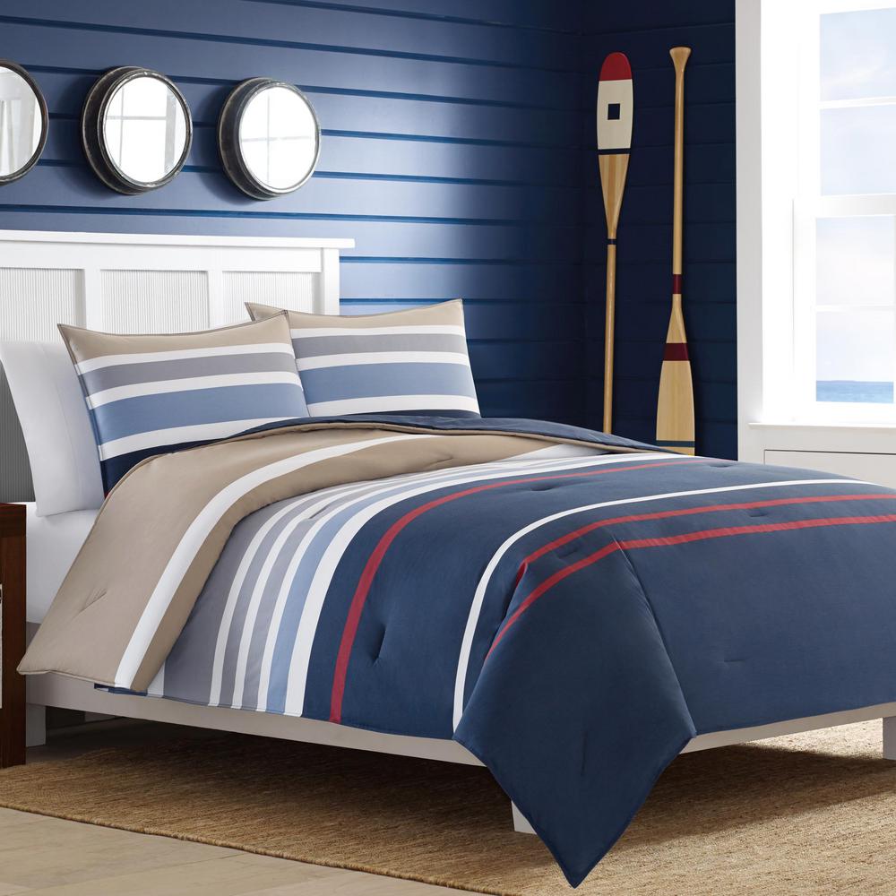 Nautica Bradford 2 Piece Multicolored Navy Twin Comforter Set