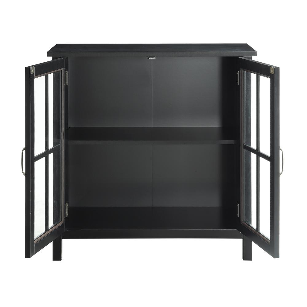 Usl Olivia Black Accent Cabinet And 2 Glass Doors Sk19087c2 Bk The