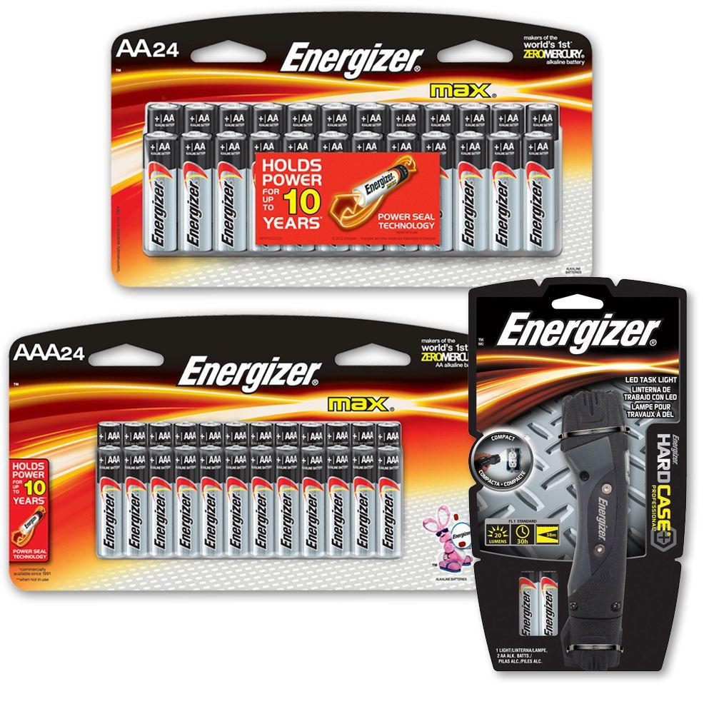 Energizer 24 AA and 24 AAA Battery Bundled with Hard Case Pro 2 AA LED